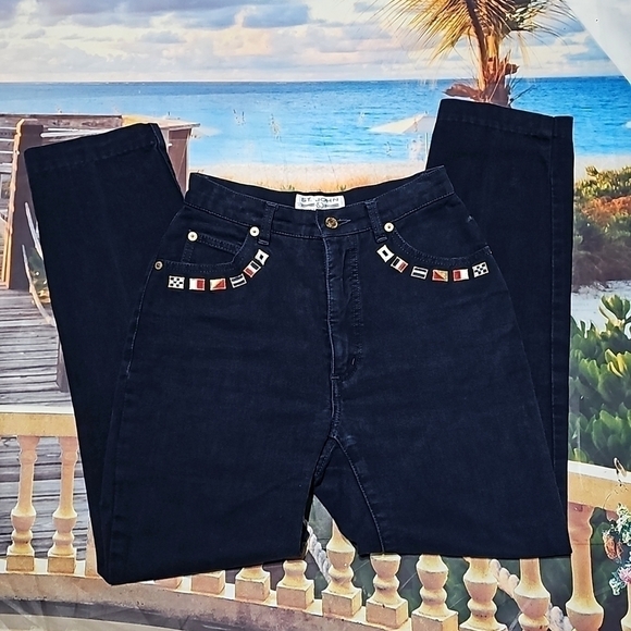 St. John Vintage Flags Jeans Size 2 - Picture 1 of 10
